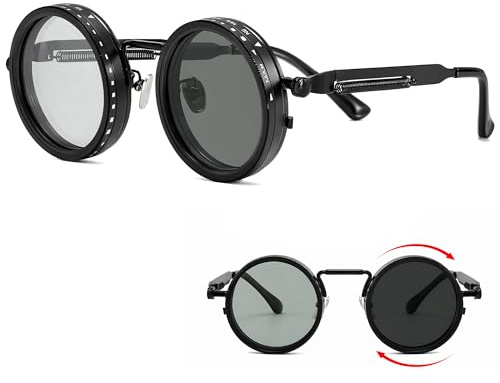 VVPENA Verstellbare Sonnenbrille Runde Herren Damen, 1-9 Gear Adjustable Sunglasses für Autofahren Angeln Wandern Sport