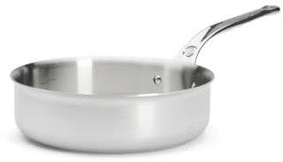 De Buyer - Sauteuse à bords droits en inox 5 couches AFFINITY - 24 cm - Fabriquée en France, Sans PFAS, Montée Rapide en Température, Inox 18/10, Tous Feux + Four, Finition Poli Brillant