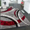 Paco Home Teppich Kurzflor Konturenschnitt Muster Gestreift Grau Schwarz Rot Meliert, Grösse:80x150 cm