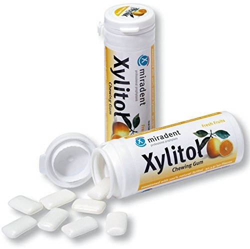 12x Miradent Xylitol Chewing Gum Zahnpflegekaugummis 30 Stück Dose fresh fruit (12x 30g)
