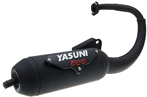 Yasuni Auspuff Eco | Schwarze Auspuffanlage aus APO-2 Stahl, mit Straßenzulassung; kompatibel mit Peugeot Buxy 50 2T AC -98, Buxy 50 M 2T AC 98-
