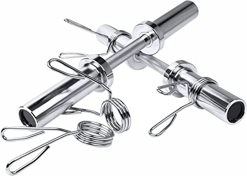 Lions Olympic 2 Dumbbell Barbell Bars - Pair of Weight Lifting Bodybuilding Handles + Spring Collars (2 Bar+4X Collars)