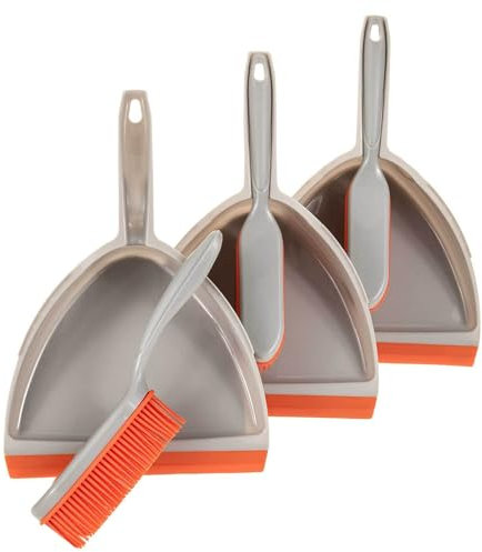 SIDCO Kehrgarnitur 3 x Kehrschaufel mit Gummibesen Handbesen Kehrblech Handfeger