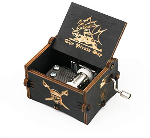Youtang Piraten der Karibik Spieluhr aus Holz, handgeschnitzt, Musikgeschenk, Davy Jones, Schwarz