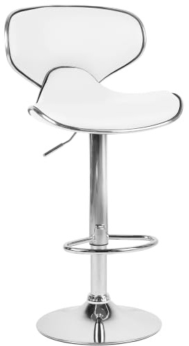 Beliani Set of 2 Modern Height Adjustable Armless Bar Stool White Faux Leather Conway
