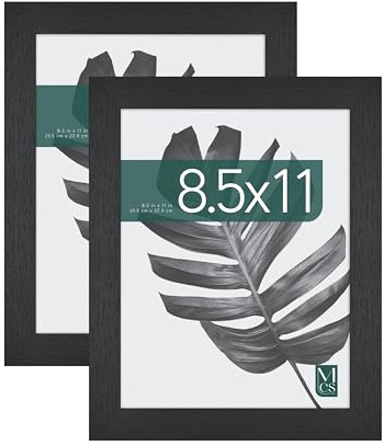 MCS Studio Gallery Bilderrahmen, 21,6 x 27,9 cm, schwarze Holzmaserung, bruchfestes Glas, rechteckiger Bilderrahmen für Fotos, Poster und Kunstdrucke und Staffelei für Tischaufsteller (2er-Pack)