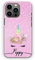 Personalised Initials Phone Case For Apple iPhones, 16, 15, 14,13, 12, 11, Pro Max, Mini, XR, SE Black Name and Unicorn on White Spot Pink Fade Print Hard Phone Cover, Unicorn Case