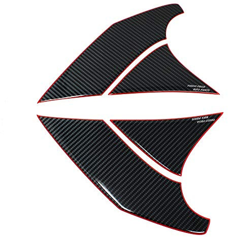 Kniepad Gel Neon seitlich Motorrad 3D Universal Tankaufkleber Tankschutz Lackschutz Aufkleber Pad MR015 (Carbon Schwarz/Rot)