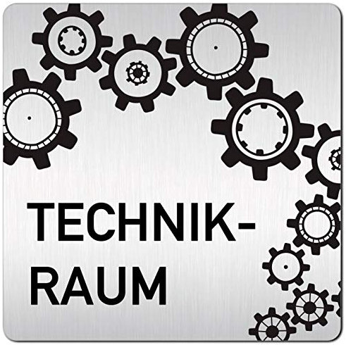 Türschilder24 XXL Schild - Türschild (B) • 125 x 125 x 1,5 mm • Technik - Technikraum 004 • Aluminium Vollmaterial • 100% Made in Germany