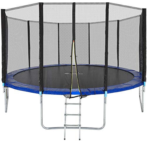 tectake® TÜV geprüftes Gartentrampolin Kinder Trampolin mit Sicherheitsnetz, als Outdoor Spielzeug, Sport Trampolin oder Spielzeug für draußen, Spielplatz für Garten - Ø 457 cm
