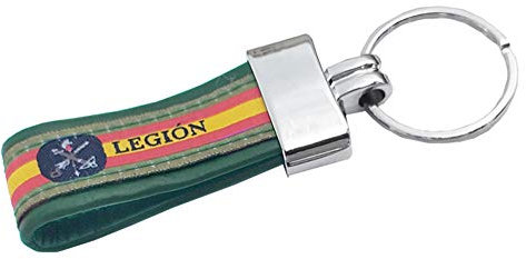 LGP - Llavero Bandera de ESPAÑA de Cuero y Lona Verde, Legión Española