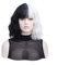 MORTICIA Weiß und Schwarz Perücke Kurze Lockige Frauen Bob Perücke Full Bang Wavy Texure Hitzebeständige Synthetische Kurze Frauen Perücke (Weiß und Schwarz)