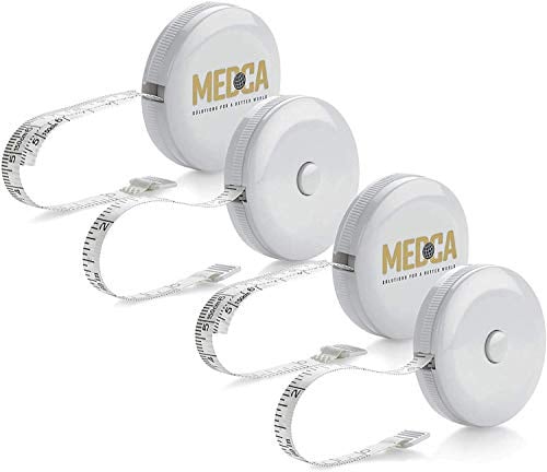 MEDca körpermaßband (4er-pack) maßband für fettgewichtsmesser, (zoll & cm) einziehbares maßband lineal für genauen körperfettrechner hilft bei der berechnung von fitness und körpermessungen