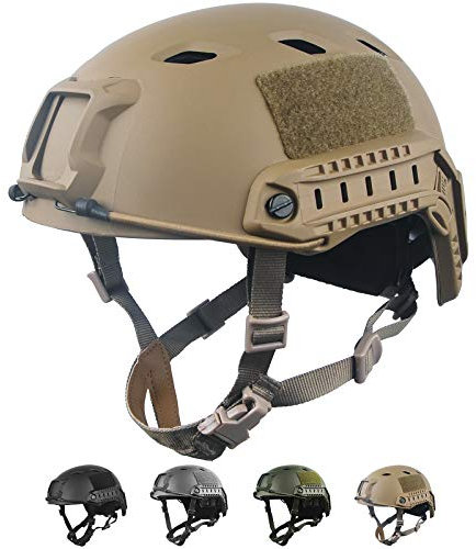 LOOGU Taktischer Helm Fast BJ Airsoft Helm Ops Core Schutzhelm mit Pads und seitlichen Schienen Sturzhelm für Freizeit Outdoor Paintball Kampfhelm Gefechtshelm Top Helm…