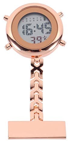 Nurses Watch - Clip Watches Multi- Function Digital Fob Pocket Watches Round Hanging Pin- on Brooch Fob Watch for for 2021 Graduation Students Rose Gold