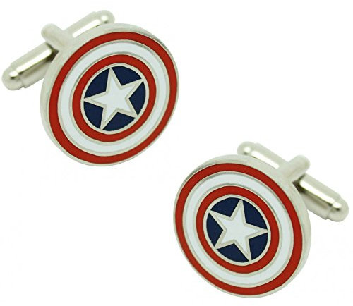 MasGemelos - Captain America Manschettenknöpfe aus Legiertem Stahl für Unisex-Erwachsene
