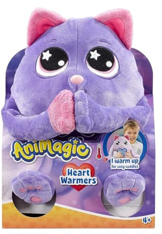 Animagic: Heart Warmers - Cat (Large) | Colour Changing Cuddly Companion with Reusable Heat Pack for Extra Comfort | For Kids Aged 4+