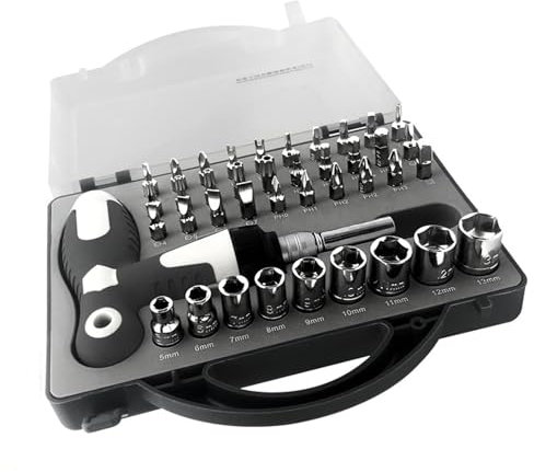41pcs Set Cacciavite a Cricchetto, Set Cacciaviti Professionali Giraviti a Cricchetto Set Chiave a Cricchetto Maniglia T Retrattile Cacciavite Multifunzione con 39 Punte e Manicotti Per Manutenzione