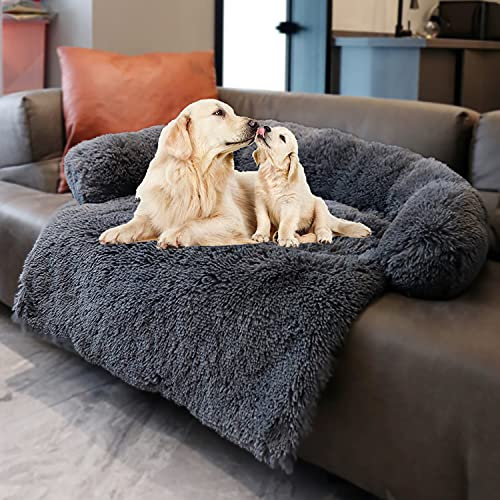 Hunde-/Katzenbettmatten, Couchbezug für Hunde, Sofa-Stil, luxuriöse Matte für Haustiere, wasserdichtes Futter und rutschfeste Unterseite, Katzenkäfig oder im Auto. (Dunkelgrau, XXL)