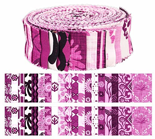 Soimoi 40 Stucke Asiatische Block Mit Textur Drucken Baumwolle Vorgefertigte Stoffe Fur Quilting Handwerk Streifen 2,5X42 Cms Jelly Rolle - Lila