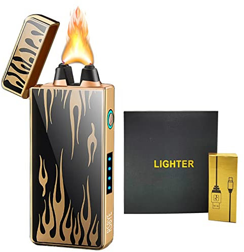 RSBYE Elegante Encendedor Electrónico, Mechero Electrico con Arco Eléctrico Engrosado, Encendedor Electrónico de Plasma, Mechero Electrico USB Recargable, Mechero para Hombres (Llama)