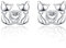 KINGWHYTE Katze Ohrringe 925 Sterling Silber Niedliche Tier Ohrringe Doppelte Katzen Herz Ohrstecker Schmuck Geschenke für Katzenliebhaber Frauen Mädchen Freunde