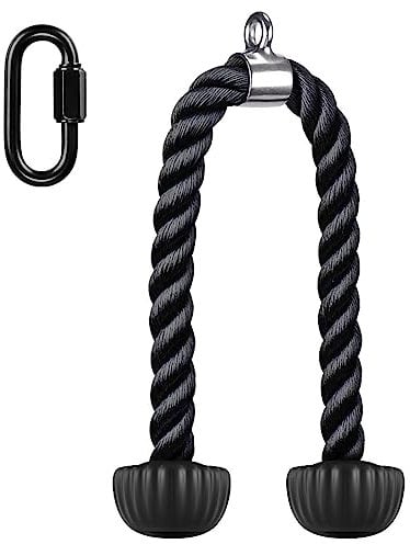 Kipika Trizeps Seil Trizeps Tau, Trizeps Seilzug Kabelzug Kabel Maschine Anhänge Pulley System Gym Pull Down Seil, Trizepsseil Lang 92 cm, Schwarz 1 Stück