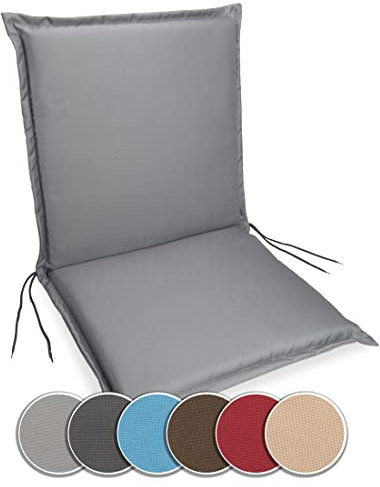 sunnypillow Gartenstuhlauflage Niedriglehner 100 x 50 - Stuhlauflagen Extra Dicke 9 cm - Auflage für Gartenmöbel UV-Lichtecht, Wasserdicht - Outdoor Stuhlkissen für Gartenliegen - Grau