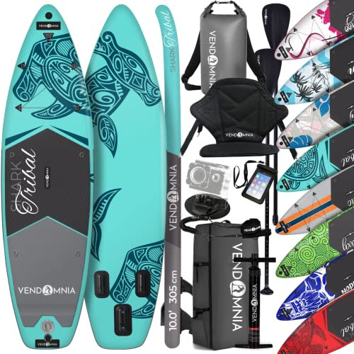 SUP Board Set 305x76x15 aufblasbar, Kajaksitz, Cam Halterung, Luftpumpe, Tragetasche, Rucksack, Drybag, Beinleine, Handytasche, Teleskoppaddel, Stand Up Paddle, Paddling, Paddelboard, Surfboard, 170kg