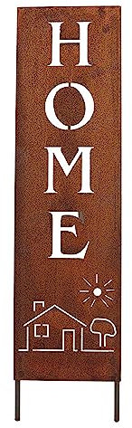 Rostikal Home Deko Gartenstecker 55 cm – Edelrost Schild für Außenbereich Gartendeko Metall Rostoptik – Wetterfestes Gartenschild für Outdoor Dekoration