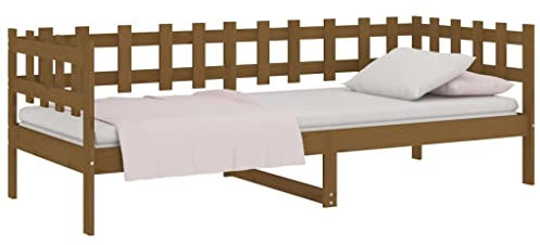 vidaXL Tagesbett Sofabett Gästebett Sofa Einzelbett Bett Bettsofa Bettgestell Schlafsofa Holzbett Bettrahmen Honigbraun 90x200cm Massivholz Kiefer