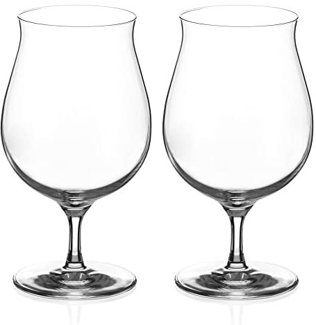DIAMANTE Premium Lead Free Crystal Craft Beer Ale Glasses | Craft Stemmed Glasses - Belgian Beer Tasting Glass for IPA, Stout, Gift Boxed– Set of 2
