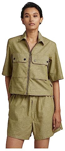 G-Star Femme Chemise 2 Pocket Cropped, Multicolore (avocado/milk D22914-D123-D857), XS