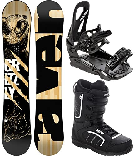 Raven Snowboard Set: Snowboard Grizzly + Bindung s230 + Boots Target (157 cm Wide + s230 M/L Black + Target 46)