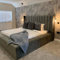 OPULENCE DREAM HOME LUXURY LIVING Upholstered Regal Panel Line Ambassador Bed Frame and Headboard 50' Inch Plush Velvet Crush - (Double 4.6FT, Steel Plush)
