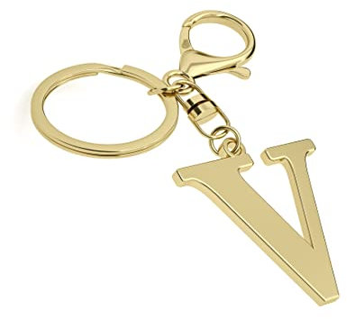 Suweibuke Edelstahl Gold Buchstabe A-Z Schlüsselanhänger für Damen Herren Initiale Buchstabe Anhänger mit Schlüsselring Charms für Schlüssel Rucksack Tasche, Gold-V, Durchschnittliche Größe