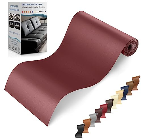 Leder Reparatur Set Jujube rot, 10 x 160cm Kunstleder Selbstklebend, Lederflicken Selbstklebend Leder Patch für Couch, Sofa, Autositze Zubehör,Jacken, Handtaschen