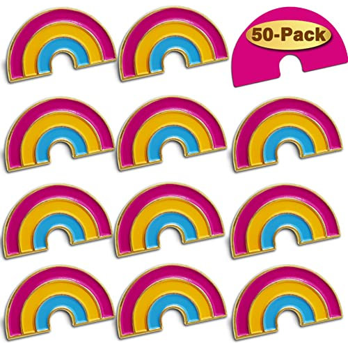 2/12/50/100Pcs Pan Pansexual Pride Rainbow Lapel Pins Bulk-Supports LGBT Progress Gay Brooch Badge for Men Women Clothes Bags Hats, 25x15mm, Metal, no gemstone