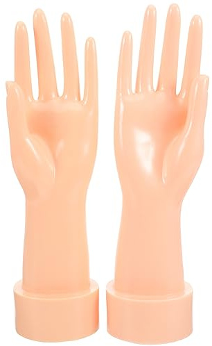 EXCEART Présentoir à Main Beige pour Bijoux, Lot de 2, Support de Bureau | Forme Main, Finition Lisse, Montage Simple, pour Bagues et Boucles D’oreilles