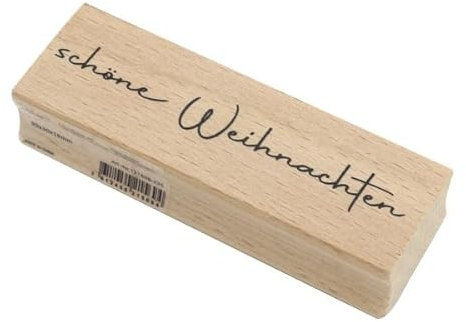 Artoz Stempel – Holzstempel – „Schöne Weihnachten“ – 90 x 30 mm – Motivstempel zum Kartenbasteln für Weihnachten, Einladungen, Grüße