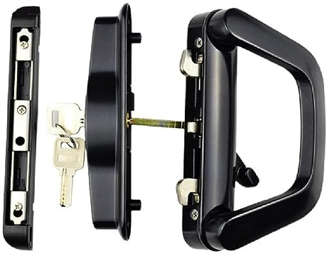 Ruarby Sliding Patio Door Handle Set with Key Easy Installation Zinc Alloy Mortise-Style Door Handle Lock Black/White