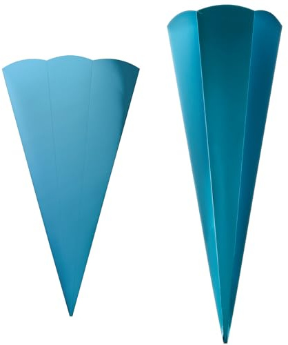 Metallic-Schultütenrohling mit Steckverschluss, stabiler Karton 400g/qm, 6-eckig, 65 cm, 5 Stück, Hellblau