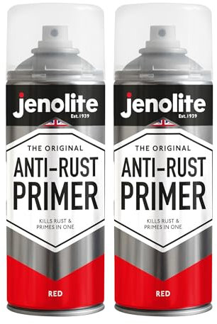 JENOLITE Anti-Rust Primer Spray Paint | RED | 2x400ml | High Performance Metal Primer | Rust & Corrosion Protection | Primer Paint For Cars, Radiators, Garden Furniture & More