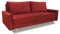 Furniture-Adamski Schlafsofa Alex, Sofa mit Schlaffunktion und Bettkasten, Klappsofa, Schlafcouch mit Füßen aus Holz, Couch in Velourstoff, Frabe: Rot