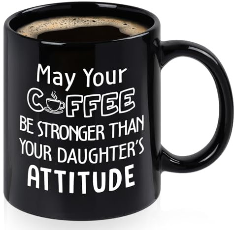 YHRJWN Dad Gifts from Daughter, Father's Day Gifts from Daughter, May Your Coffee Be Stronger Than Your Daughter's Attitude Mug, Funny Dad Gifts, Christmas Birthday Gifts for Dad, Dad Mug, 11 Oz