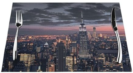 New York bedrucktes PVC-gewebtes Tischset für Esstische – hitzebeständige, rutschfeste Untersetzer