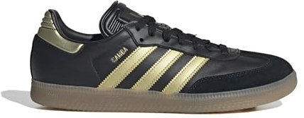 adidas Samba Messi Men's Indoor Soccer Shoes - Limited Edition with Soft Leather Upper and Rubber Outsole (Black/Gold, US Footwear Size System, Adult, Men, Numeric, Medium, 8)