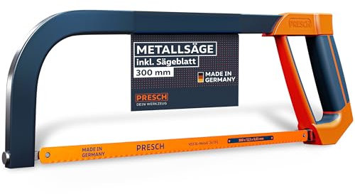Presch Metallsäge 300mm - Inkl. BI-Metall Sägeblatt für präzise Schneidleistung - 90° Sägeblatt-Rotation für horizontale & vertikale Schnitte - Ergonomischer Griff inklusive Spannschlüssel