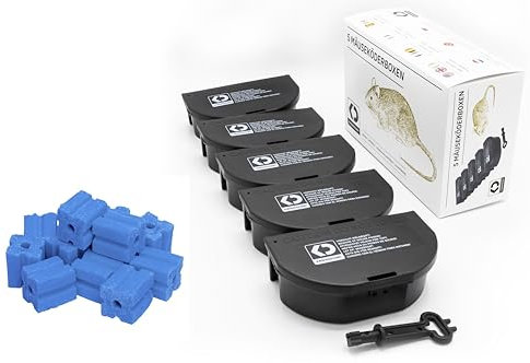 Köder-Discount: Set economico professionale per il controllo dei topi | 5 scatole di esche per topi e 300 g di veleno per topi con brodifacoum | sicuro | efficace | riutilizzabile | affidabile
