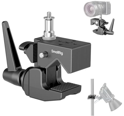 SMALLRIG Super Clamp Kit, Heavy Duty Max Load 33lb/15kg, con Una Vite Superiore da 1/4-20 e Una da 3/8-16 su un Perno da 5/8, per l'illuminazione di Videocamere da Studio Fotografico - 4861